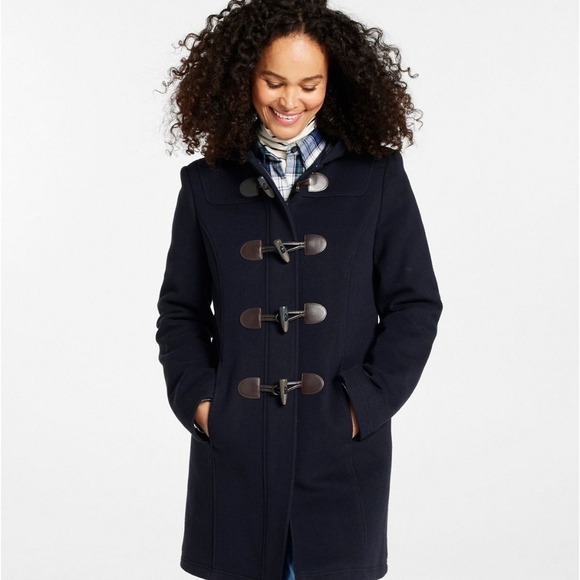 L.L. Bean Jackets & Blazers - L.L. BEAN Lambswool Thinsulate Navy Duffel Toggle Coat Size 14 Petite
